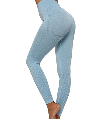 Merlvida Scrunch Butt Sport Leggings Damen High Waist Seamless Push Up Leggings Blickdicht Boom Booty Leggings Sporthose mit Bauchkontrolle Slim Sportleggins Gym Leggins Hose C03 - Blau Size S von Merlvida