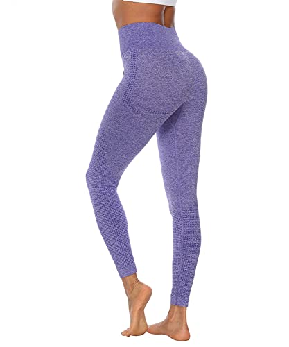 Merlvida Scrunch Butt Sport Leggings Damen High Waist Seamless Push Up Leggings Blickdicht Boom Booty Leggings Sporthose mit Bauchkontrolle Slim Sportleggins Gym Leggins Hose C05 - Violett Size S von Merlvida