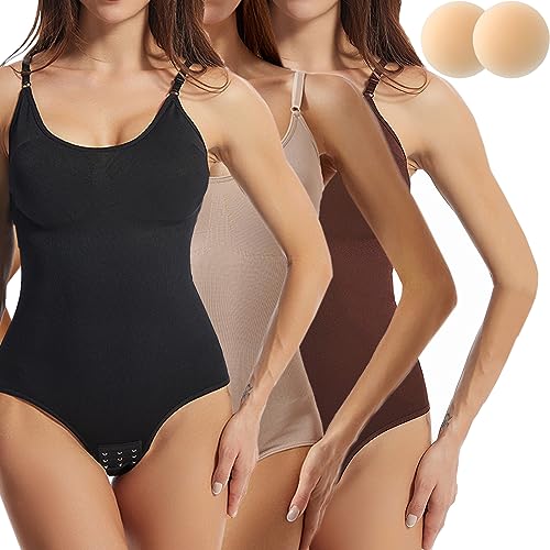 Merlvida Shapewear Damen Bauchweg Stark Formend Body Damen Shaper mit Shaping-Effekt und Komfort Figurenformend Bodysuit Nahtlose Formende Bodys Abnehmen Miederbody Verstellbare Träger von Merlvida