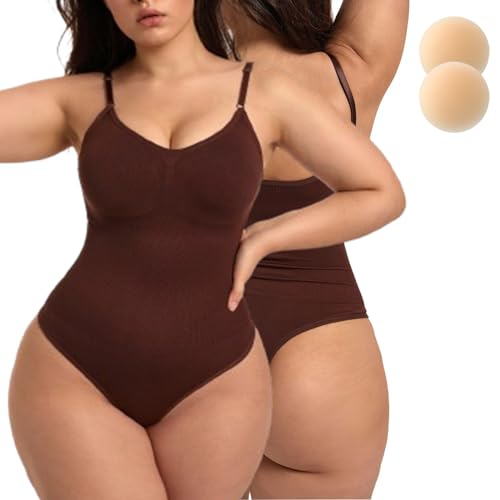 Merlvida Shapewear Damen Bauchweg String Tanga Effektive Body Damen Stark Formend Vielseitige Bodysuit Shaper mit Shaping Effekt und Komfort Nahtlos Miederbody Sculpting Verstellbare Träger von Merlvida