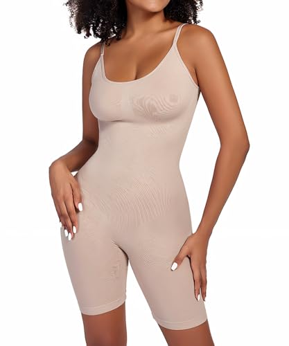 Merlvida Shapewear Damen Ganzkörper Bodysuit Stark Formend Bauchweg Nahtlos Sculpting Body mit Verstellbaren Trägern von Merlvida