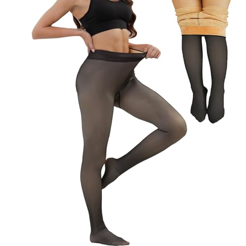 Merlvida Strumpfhosen Damen Winter High Waist Thermo Strumpfhose Gefütterte Leggings Warme Fleece Winterstrumpfhose Gefälschte Durchscheinend Thermostrumpfhose Pantyhose 1-3 Paar von Merlvida