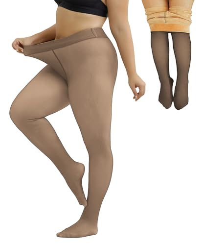 Merlvida Strumpfhosen Damen Winter High Waist Thermo Strumpfhose Gefütterte Leggings Warme Fleece Winterstrumpfhose Gefälschte Durchscheinend Thermostrumpfhose Pantyhose 1-3 Paar von Merlvida