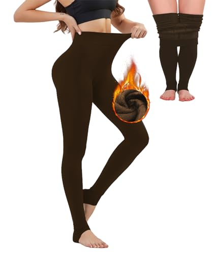 Merlvida Thermo Leggings Damen Gefüttert High Waist Thermoleggings mit Extra Dicker Weichem Fleece Innenfutter Strumpfhose Winter Warme Thermoleggins Blickdicht Sportleggins Damen Lang von Merlvida