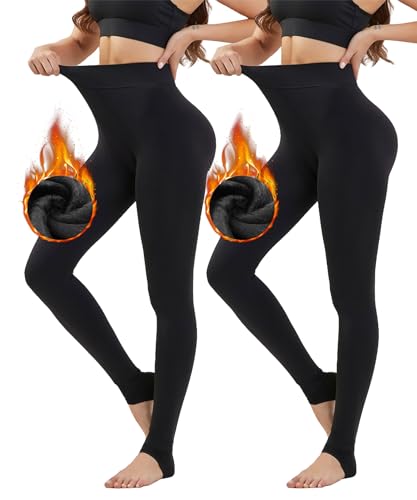 Merlvida Thermo Leggings Damen Gefüttert High Waist Thermoleggings mit Extra Dicker Weichem Fleece Innenfutter Strumpfhose Winter Warme Thermoleggins Blickdicht Sportleggins Damen Lang von Merlvida