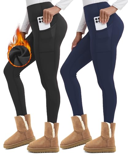 Merlvida Thermo Leggings Damen mit Fleece Gefütterte Thermoleggins für Winter Warme Leggins High Waist Blickdichte Strumpfhose Kuschelige Elastische Thermohose Sportleggins Lang von Merlvida