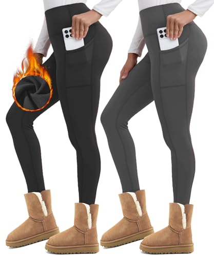 Merlvida Thermo Leggings Damen mit Fleece Gefütterte Thermoleggins für Winter Warme Leggins High Waist Blickdichte Strumpfhose Kuschelige Elastische Thermohose Sportleggins Lang von Merlvida