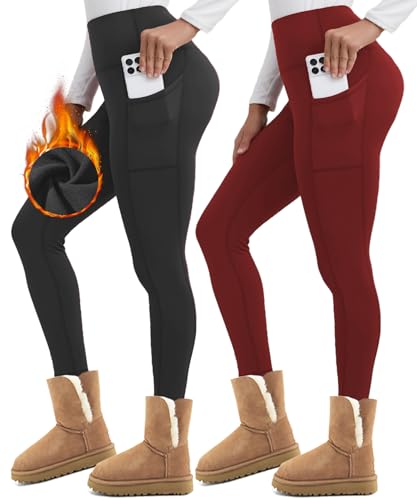 Merlvida Thermo Leggings Damen mit Fleece Gefütterte Thermoleggins für Winter Warme Leggins High Waist Blickdichte Strumpfhose Kuschelige Elastische Thermohose Sportleggins Lang von Merlvida