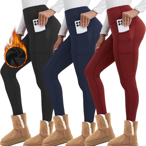 Merlvida Thermo Leggings Damen mit Fleece Innenfutter Blickdichte Thermoleggins für Winter Warme Sport Leggins High Wasit Gefütterte Strumpfhose Elastische Sporthose von Merlvida