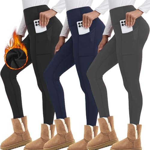 Merlvida Thermo Leggings Damen mit Fleece Innenfutter Blickdichte Thermoleggins für Winter Warme Sport Leggins High Wasit Gefütterte Strumpfhose Elastische Sporthose von Merlvida