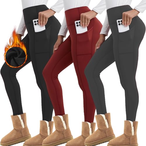 Merlvida Thermo Leggings Damen mit Fleece Innenfutter Blickdichte Thermoleggins für Winter Warme Sport Leggins High Wasit Gefütterte Strumpfhose Elastische Sporthose von Merlvida
