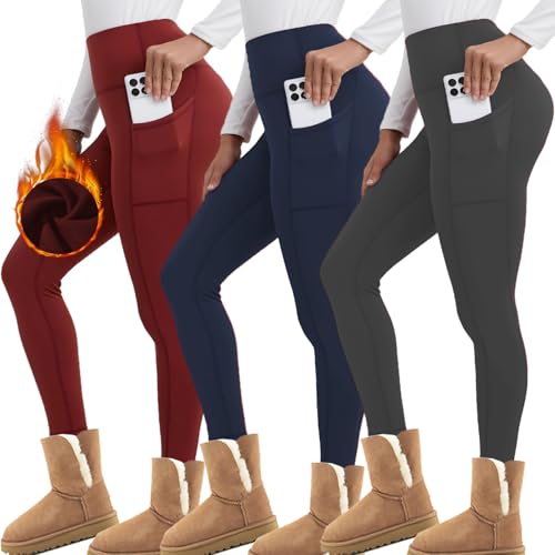 Merlvida Thermo Leggings Damen mit Fleece Innenfutter Blickdichte Thermoleggins für Winter Warme Sport Leggins High Wasit Gefütterte Strumpfhose Elastische Sporthose von Merlvida