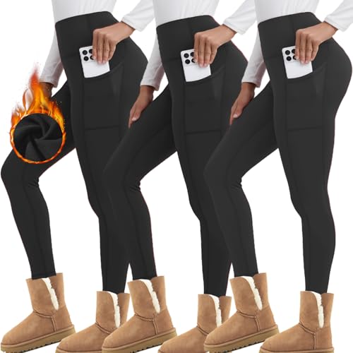 Merlvida Thermo Leggings Damen mit Fleece Innenfutter Blickdichte Thermoleggins für Winter Warme Sport Leggins High Wasit Gefütterte Strumpfhose Elastische Sporthose von Merlvida