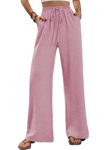 Merlvida Weite Hosen Damen High Waist Stoffhose Elegant für Sommer Palazzo Hose Gerade Geschnitten Bequeme Leichte Freizeithose Yoga Sommerhose mit Tasche und Tunnelzug Merlvida Weite Hosen Damen High Waist Stoffhose Elegant für Sommer Palazzo Hose Gerade Geschnitten Bequeme Leichte Freizeithose Yoga Sommerhose mit Tasche und Tunnelzug von Merlvida
