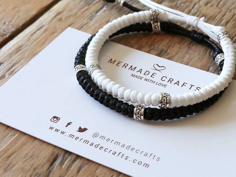 2Er Set - Makramee Armbänder Paar Freundschaft Passende Armband Verstellbarer Knoten Verschiedene Farboptionen von MermadeCraftsShop