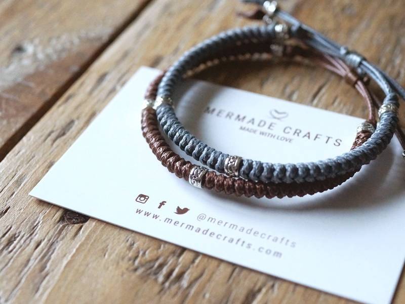 2Er Set - Makramee Armbänder Paar Freundschaft Passende Armband Verstellbarer Knoten Verschiedene Farboptionen von MermadeCraftsShop