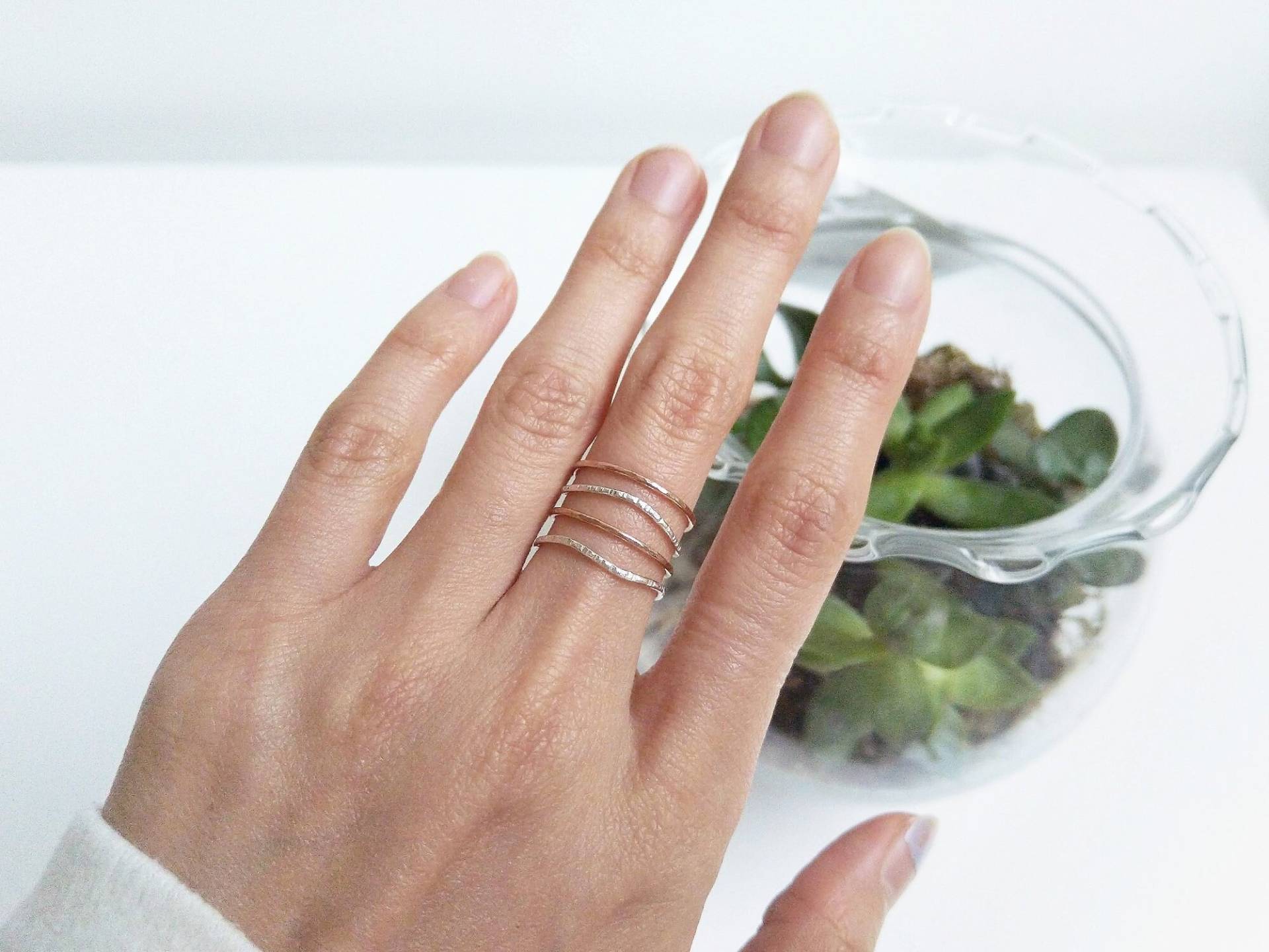 4Er Set Mismatched Texturierte Ringe - Sterling Silber Und Gold Filled Rings Gemischte Farben von MermadeCraftsShop