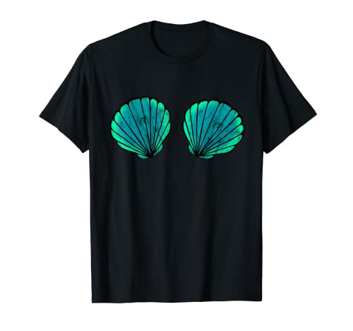 Nixe Meerjungfrau Muschel Nixen Bikini BH Strand Kostüm T-Shirt von Mermaid Bra Meer Ozean Strand Muschel Party