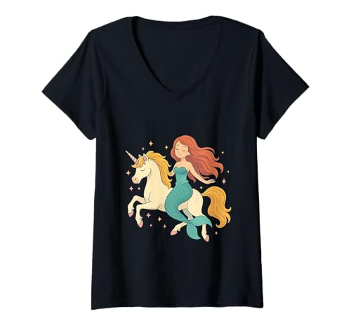 Damen Meerjungfrau reitet EIN Einhorn Mädchen Männer Frauen Kinder Erwachsene Nichte T-Shirt mit V-Ausschnitt Damen Meerjungfrau reitet EIN Einhorn Mädchen Männer Frauen Kinder Erwachsene Nichte T-Shirt mit V-Ausschnitt von Mermaid Riding A Unicorn Rainbow Shop For Niece