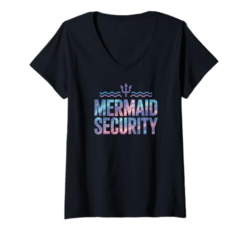 Damen Mermaid Security T-Shirt mit V-Ausschnitt Damen Mermaid Security T-Shirt mit V-Ausschnitt von Mermaid Security Shell Fun Chaos Laughter