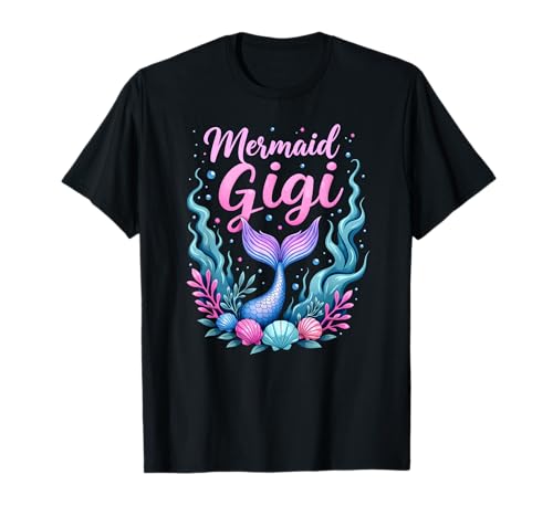 Meerjungfrau Gigi Oma Geburtstag Mädchen T-Shirt von Mermaid Squad Birthday Party Family Matching