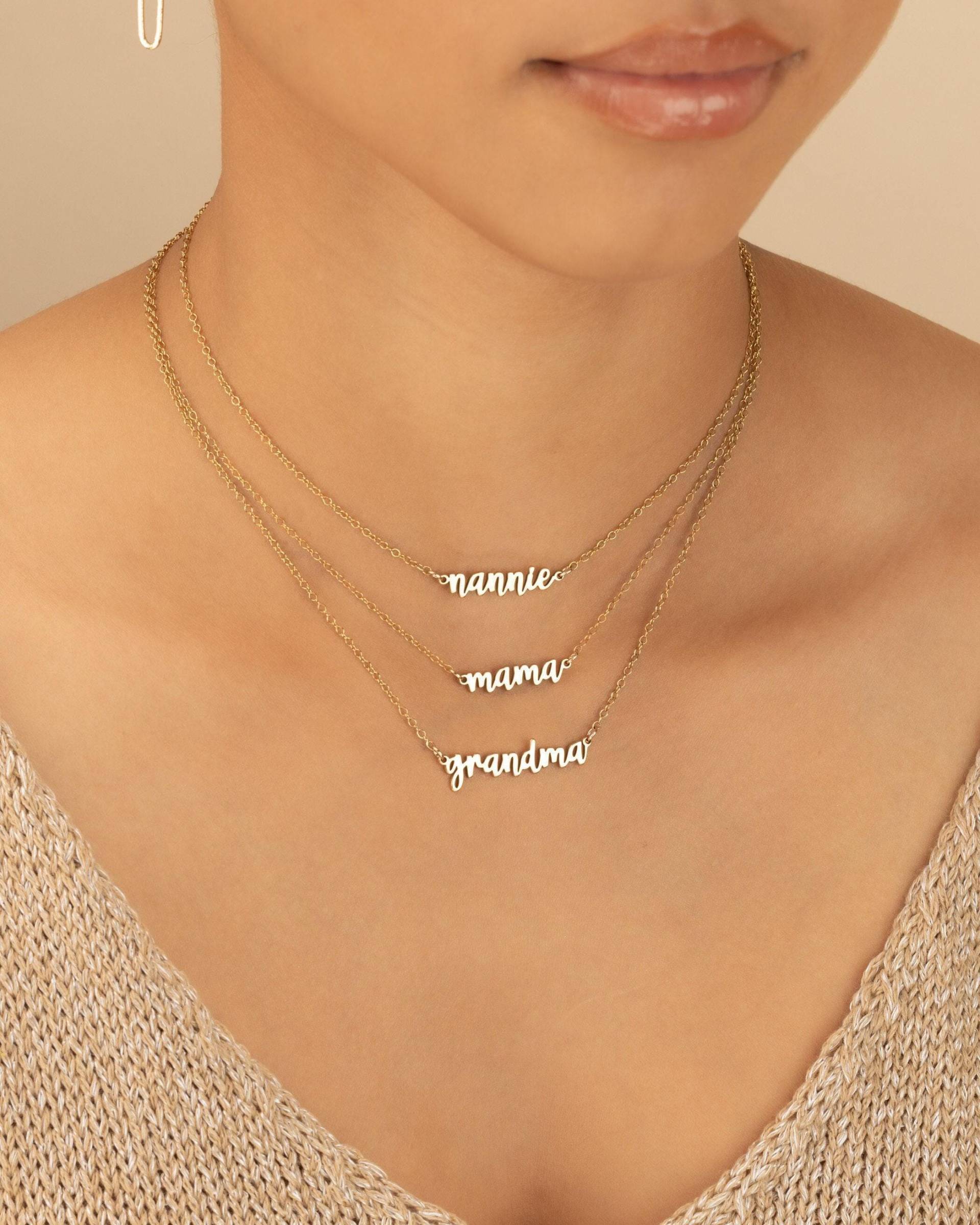 Grandmma Personalisierte Namen Kette Abela Gigi Grammy Großmutter Oma Lola Mamaw Mimi Momo Nana Nanny Wasserfest Necc3Aqrip von MermaidBeadsJewelry