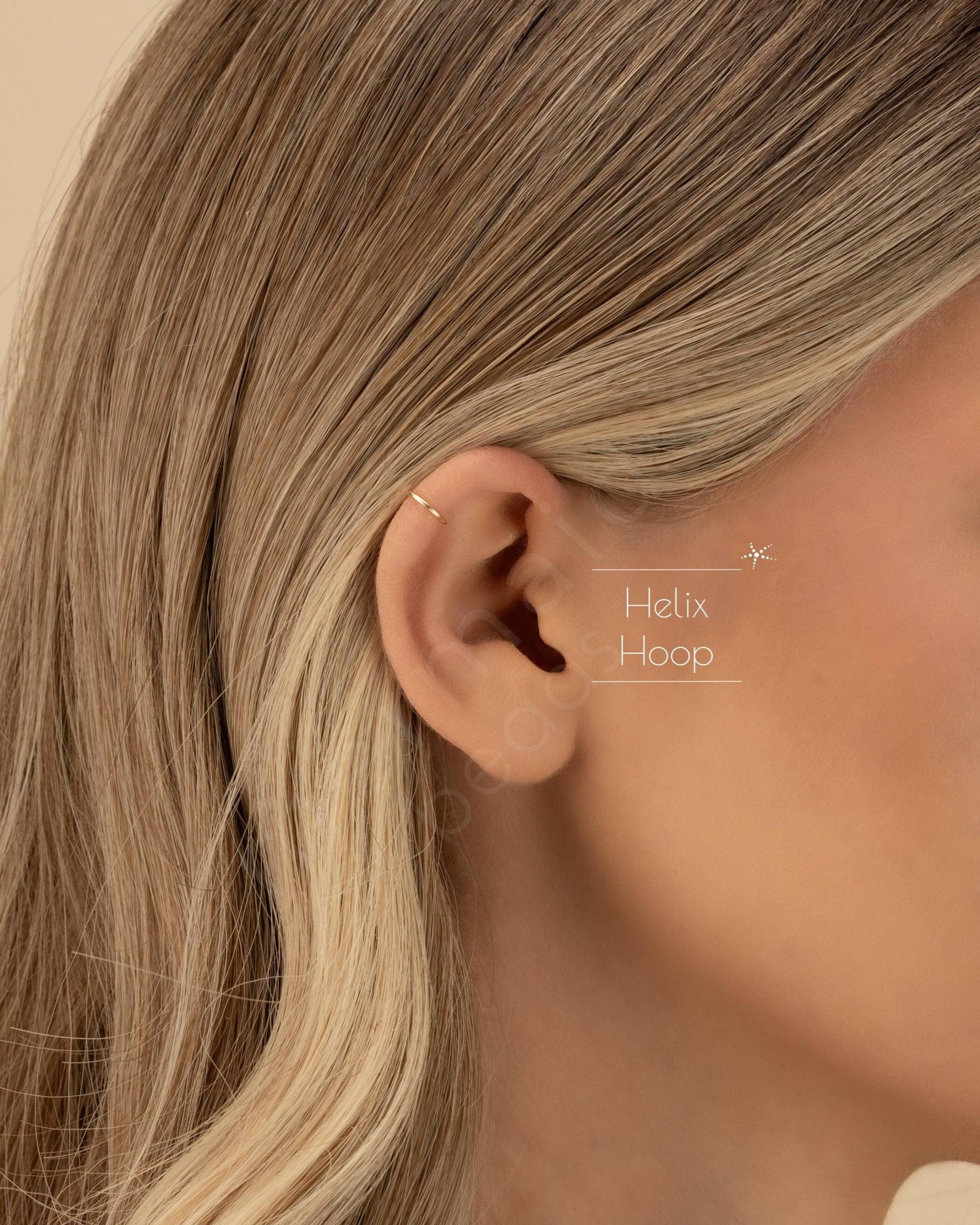 Helix Hoop Spirale Ohrring Knorpel Creole Gold Creolen Rose Sterling Silber Zierliche Ohrringe 22G 20G 18G Pish2Am von MermaidBeadsJewelry