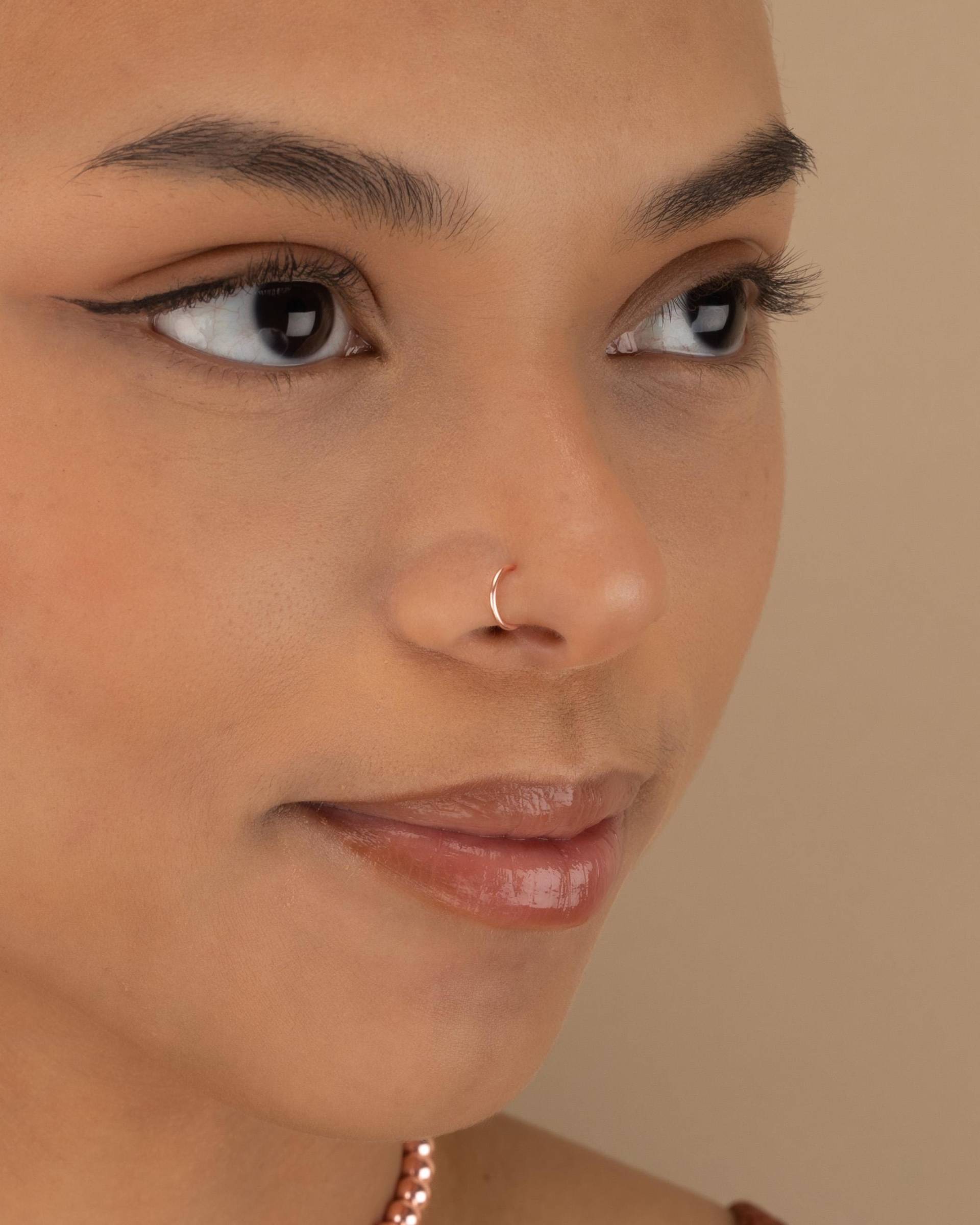Nase Ring Nahtloser Nasenring Hoop Septum Goldener Rose Gold Sterling Silber Dünne Endlos-Twist-Creolen 22G 20G 18G Pish2Ar von MermaidBeadsJewelry