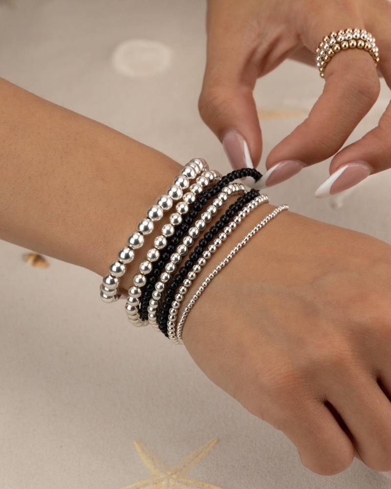 Schwarzes Onyx Armband Set Perlenarmband Stapel Perfektes Geschenk Für Sie Echte Heilperlen Stapelbar Brep2Ap von MermaidBeadsJewelry