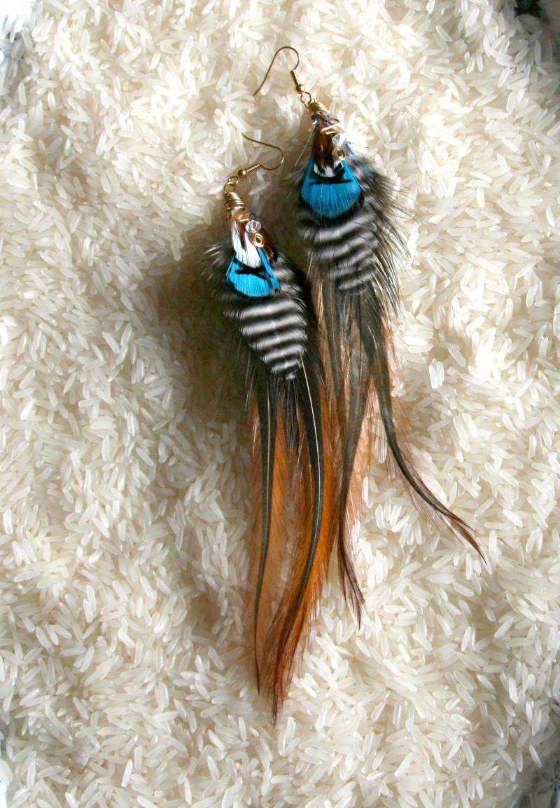 Draht Gewickelte Natürliche Feder Ohrringe von MermaidRegalia