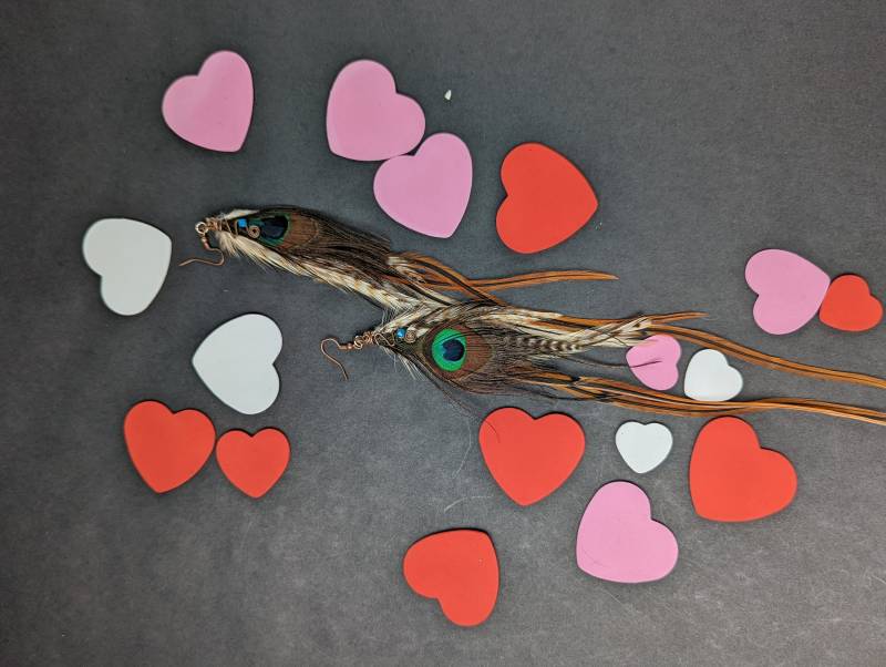 Feder Ohrringe - Lange Ohrringe Pfauenfeder, Statement von MermaidRegalia