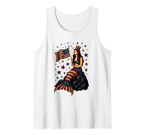 Meerjungfrau USA Flagge 4. Juli Patriotische amerikanische Frauen Mädchen Tank Top Meerjungfrau USA Flagge 4. Juli Patriotische amerikanische Frauen Mädchen Tank Top von Mermerica Mermaid American Flag Indepedence Day