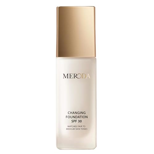 MERODA® Changing Foundation SPF 30 [LIGHT TO MEDIUM SKIN] - Foundation Color Changing - Farbwechselnde Foundation für Reife Haut - Make Up Hautton Anpassend - Foundation Gesichts Make Up von Meroda