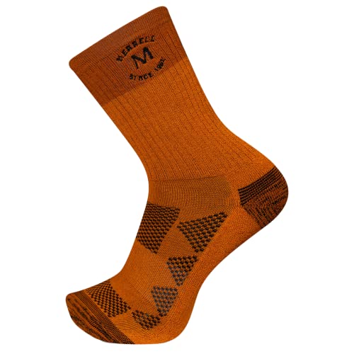 Merrell MOAB Herren und Damen Wandersocken mittelschwer, gepolstert, Orange/Abendrot im Zickzackmuster (Sunset Chevron), Medium-Large von Merrell