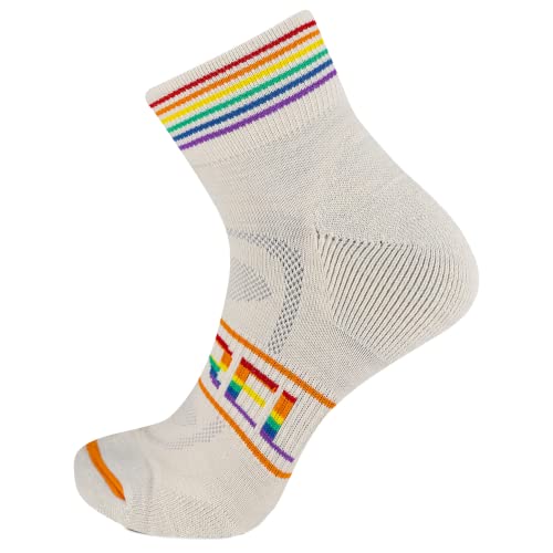 Merrell Unisex Herren und Damen Wandersocken, gepolstert, 1 Paar, atmungsaktiv, Unisex, Fußgewölbeunterstützung, Weiß/Regenbogen, Small-Medium von Merrell