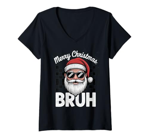 Damen Frohe Weihnachten Bruh Meme Lustiger Spruch für Bruder Jungen Männer T-Shirt mit V-Ausschnitt Damen Frohe Weihnachten Bruh Meme Lustiger Spruch für Bruder Jungen Männer T-Shirt mit V-Ausschnitt von Merry Christmas Bruh Meme Funny Saying for Brother
