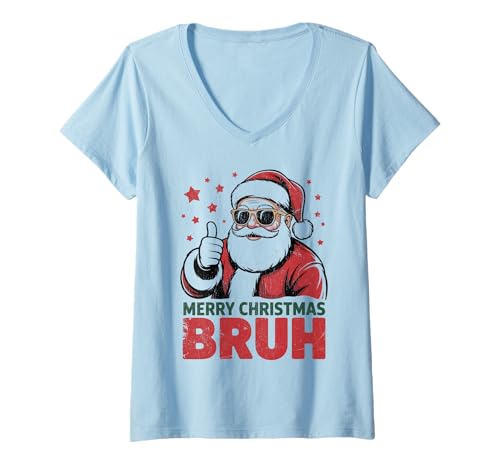 Damen Frohe Weihnachten Bruh Meme Lustiger Spruch für Bruder Jungen Männer T-Shirt mit V-Ausschnitt Damen Frohe Weihnachten Bruh Meme Lustiger Spruch für Bruder Jungen Männer T-Shirt mit V-Ausschnitt von Merry Christmas Bruh Meme Funny Saying for Brother