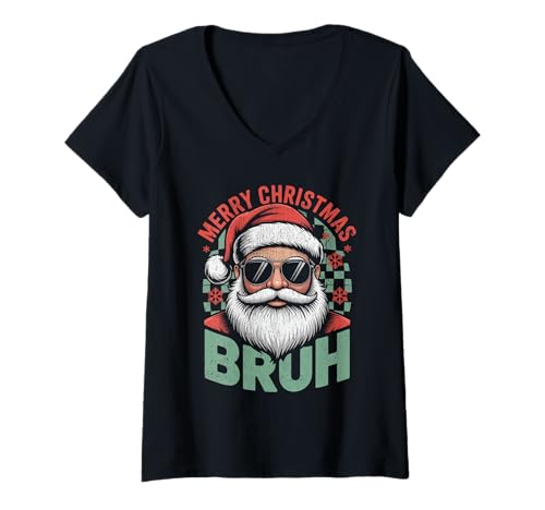 Damen Frohe Weihnachten Bruh Meme Lustiger Spruch für Bruder Jungen Männer T-Shirt mit V-Ausschnitt Damen Frohe Weihnachten Bruh Meme Lustiger Spruch für Bruder Jungen Männer T-Shirt mit V-Ausschnitt von Merry Christmas Bruh Meme Funny Saying for Brother