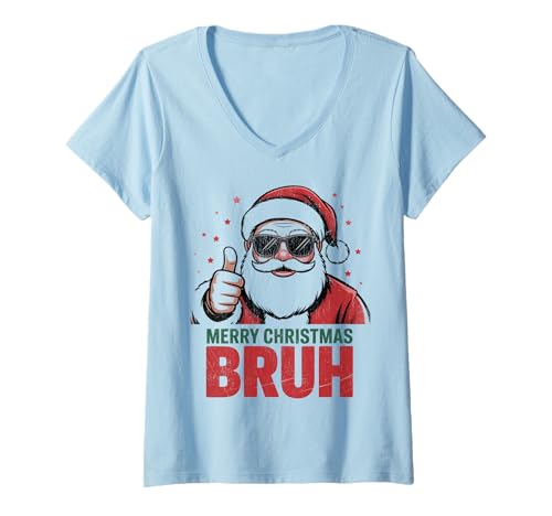 Damen Frohe Weihnachten Bruh Meme Lustiger Spruch für Bruder Jungen Männer T-Shirt mit V-Ausschnitt Damen Frohe Weihnachten Bruh Meme Lustiger Spruch für Bruder Jungen Männer T-Shirt mit V-Ausschnitt von Merry Christmas Bruh Meme Funny Saying for Brother