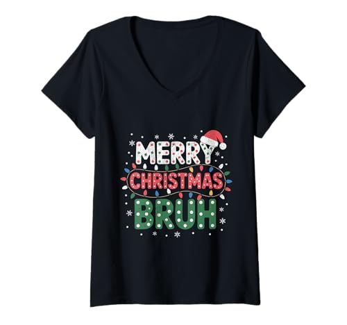 Damen Frohe Weihnachten Bruh Meme Lustiger Spruch für Bruder Jungen Männer T-Shirt mit V-Ausschnitt Damen Frohe Weihnachten Bruh Meme Lustiger Spruch für Bruder Jungen Männer T-Shirt mit V-Ausschnitt von Merry Christmas Bruh Meme Funny Saying for Brother