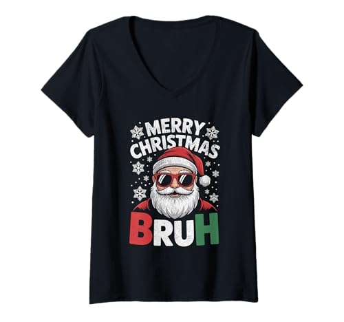 Damen Frohe Weihnachten Bruh Meme Lustiger Spruch für Bruder Jungen Männer T-Shirt mit V-Ausschnitt Damen Frohe Weihnachten Bruh Meme Lustiger Spruch für Bruder Jungen Männer T-Shirt mit V-Ausschnitt von Merry Christmas Bruh Meme Funny Saying for Brother