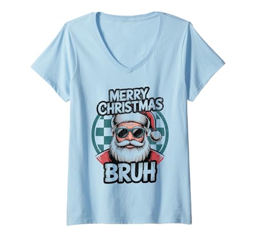 Damen Frohe Weihnachten Bruh Meme Lustiger Spruch für Bruder Jungen Männer T-Shirt mit V-Ausschnitt Damen Frohe Weihnachten Bruh Meme Lustiger Spruch für Bruder Jungen Männer T-Shirt mit V-Ausschnitt von Merry Christmas Bruh Meme Funny Saying for Brother