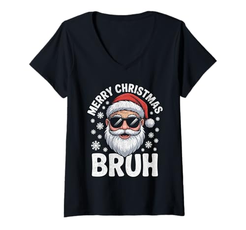 Damen Frohe Weihnachten Bruh Meme Lustiger Spruch für Bruder Jungen Männer T-Shirt mit V-Ausschnitt Damen Frohe Weihnachten Bruh Meme Lustiger Spruch für Bruder Jungen Männer T-Shirt mit V-Ausschnitt von Merry Christmas Bruh Meme Funny Saying for Brother