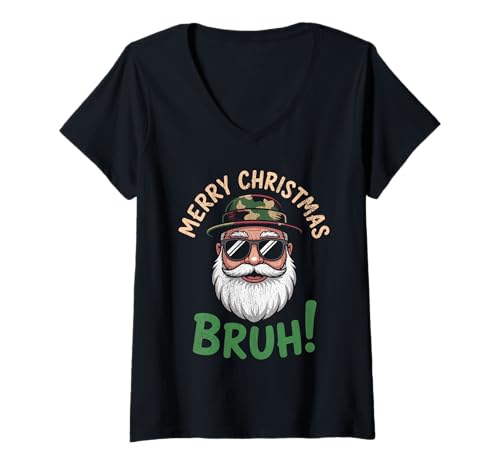 Damen Frohe Weihnachten Bruh Meme Lustiger Spruch für Bruder Jungen Männer T-Shirt mit V-Ausschnitt Damen Frohe Weihnachten Bruh Meme Lustiger Spruch für Bruder Jungen Männer T-Shirt mit V-Ausschnitt von Merry Christmas Bruh Meme Funny Saying for Brother