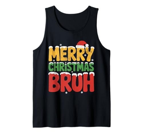 Frohe Weihnachten Bruh Meme Lustiger Spruch für Bruder Jungen Männer Tank Top von Merry Christmas Bruh Meme Funny Saying for Brother