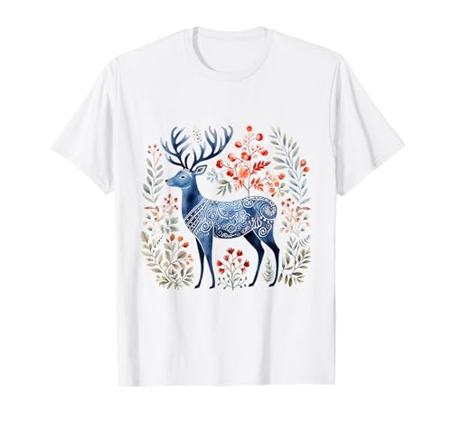 Skandinavischer nordischer Hirsch Winter Boho Weihnachtsbaum Damen T-Shirt von Merry Christmas Gifts For The Whole Family