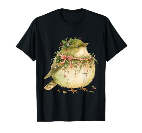 Trendy Boho Herbst Floral Bird Weihnachten Pyjama Damen T-Shirt von Merry Christmas Gifts For The Whole Family