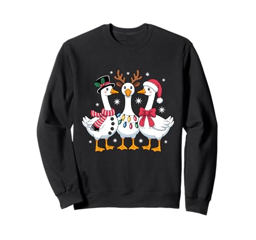 Merry Goosemas Christmas Silly Goose Weihnachtslichter Herren Damen Sweatshirt von Merry Christmas Goose Santa Xmas