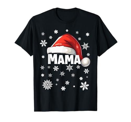 Weihnachtsoutfit Weihnachtsmütze Frohe Weihnachten Mama Mum T-Shirt Weihnachtsoutfit Weihnachtsmütze Frohe Weihnachten Mama Mum T-Shirt von Merry Christmas Xmas Weihnachtsshirt Elf Frau Mann