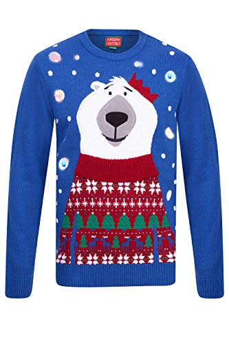 Merry Christmas Herren LED-Leuchtenpullover Eisbär Pinguin Schlitten Gr. Small, Eisbär – Olympian Blue Merry Christmas Herren LED-Leuchtenpullover Eisbär Pinguin Schlitten Gr. Small, Eisbär – Olympian Blue von Merry Christmas